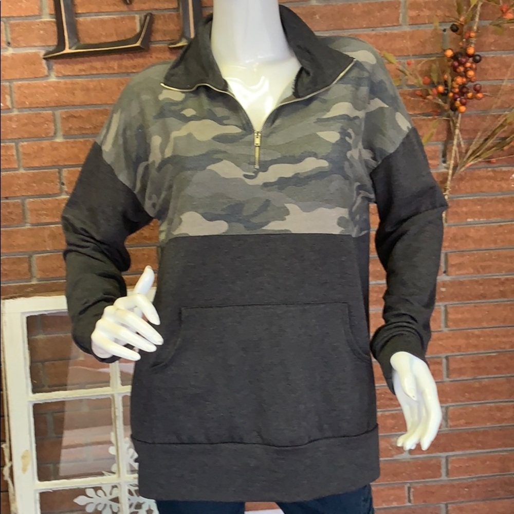 Gray and Camo Pullover